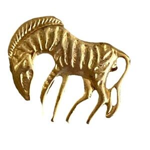 Gold Tone Zebra Metal Collectible Brooch Pinback Animal Pin 2 Inch Unique Design